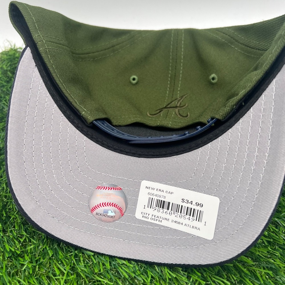 New Era Atlanta Braves MLB Green Black City Connect 9Forty A Frame Snapback Hat - Picture 6 of 8